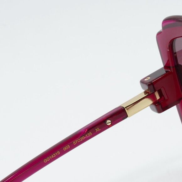 💯 NEW GUCCI GG1431S 003 TRANSPARENT DARK CYCLAMEN GRADIENT BURGUNDY SUNGLASSES - Picture 8 of 12